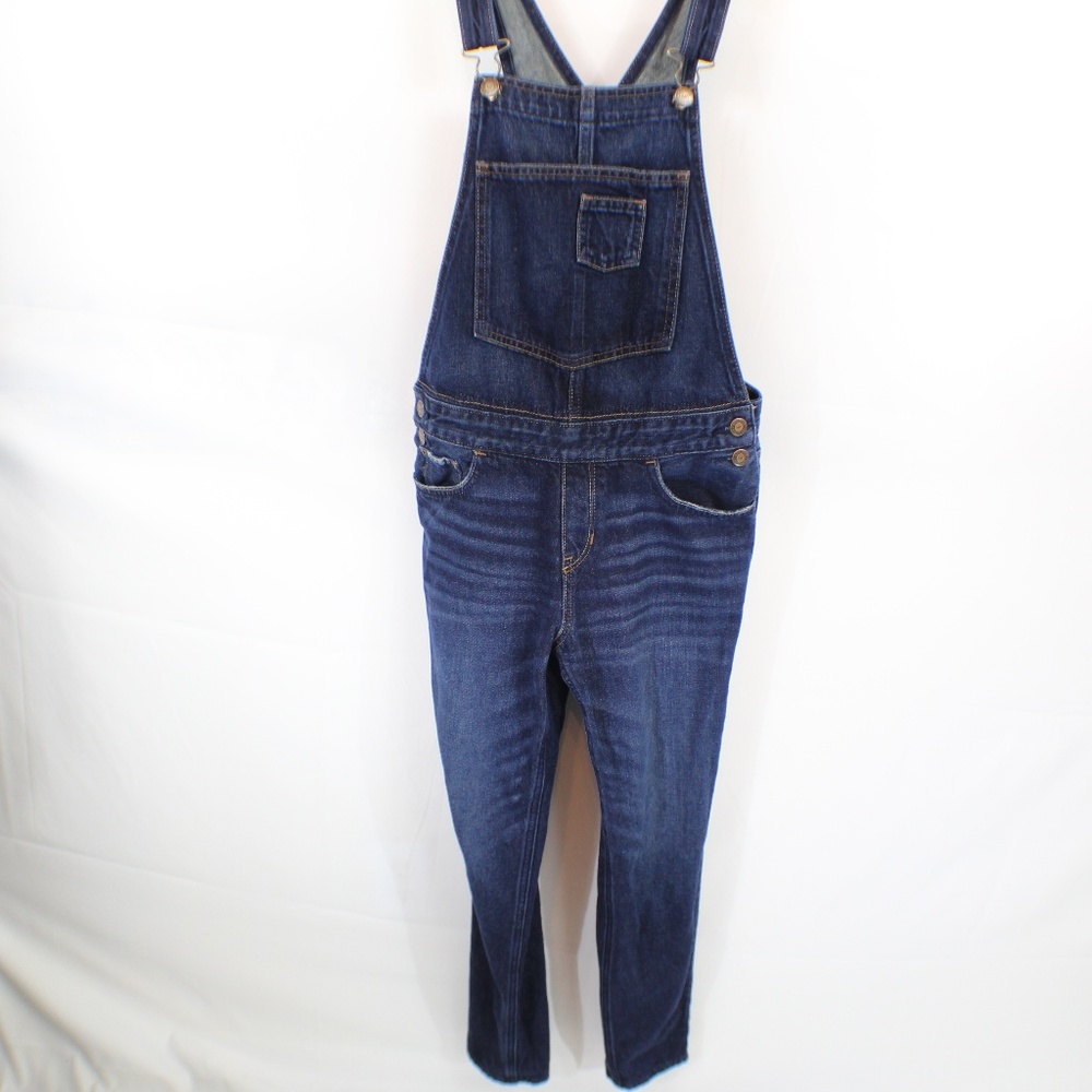 Hollister Straight Leg Overalls Blue Embroidered